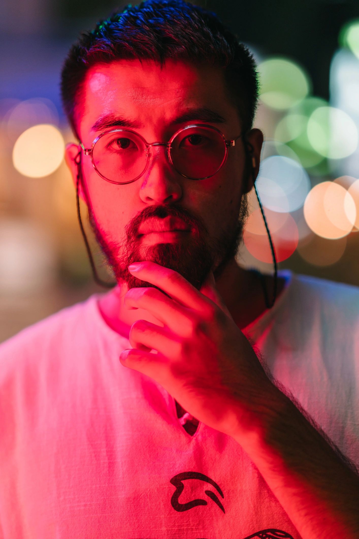 Portrait of testimonial author in futuristic lighting