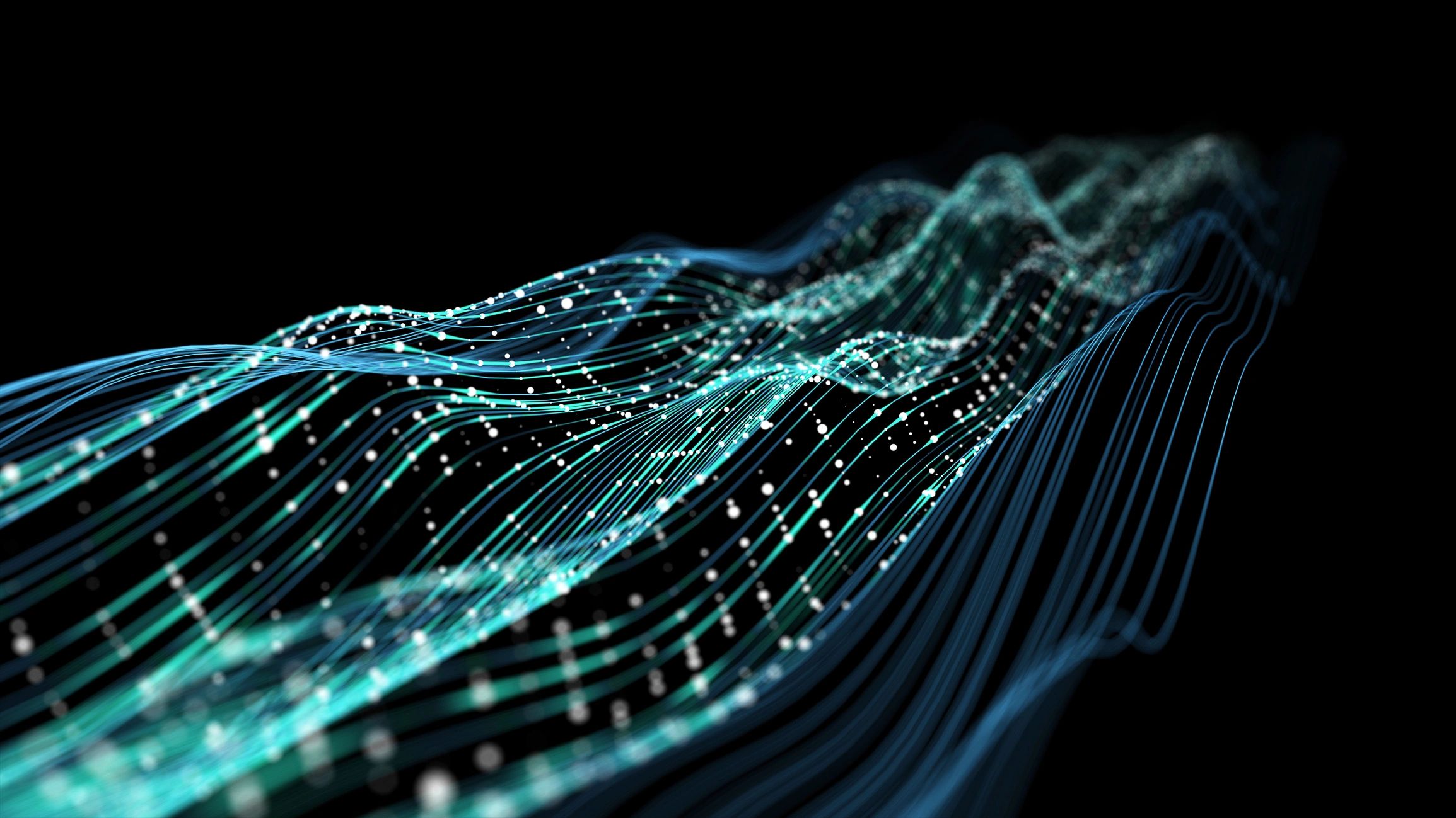 Glowing data lines visual for testimonial card